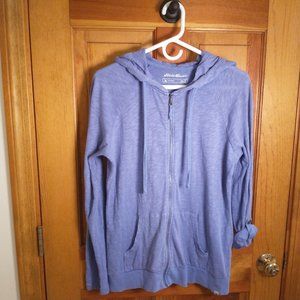 Eddie Bauer Slub Cotton Full-Zip Hoodie, Periwinkle Blue, size M.